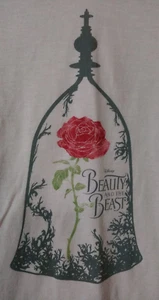 Disney Beauty and the Beast Top Women Medium V Neck Pink Rose Glass Short Sleeve - Picture 1 of 7