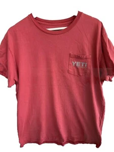Yeti Shirt Mens Large Red Tee Short Sleeve Top Basic Flat Pocket Adult. - Picture 1 of 11