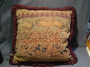 BORCATA DECORATIVE THROW PILLOWS  PURPLE FRINGE   17 X 17              - Picture 1 of 4