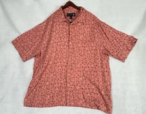 Nat Nast Mens Coral Pink Orange Button Up Patterned Shirt Size XL - Picture 1 of 7