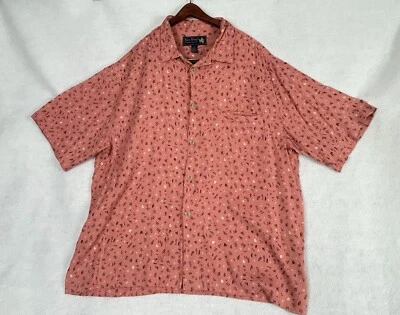 Nat Nast Mens Coral Pink Orange Button Up Patterned Shirt Size XL - Image 1 of 4
