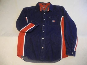 Vintage Tommy Hilfiger Herren LG Jeans Shirt Denim dunkelblau/rot - Bild 1 von 5