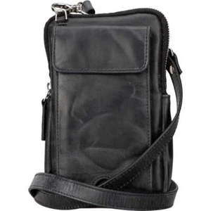Toronata Premium Niagara Leather Crossbody Phone Bag for Men - Model X1 - Black - Bild 1 von 24