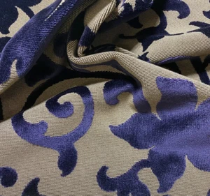 14 yards European Textiles Flowering Vine Velvet Dark Purple Upholstery Fabric - Picture 1 of 12