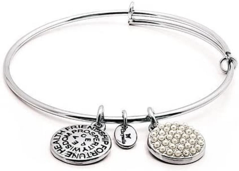 Nuevo Brazalete Brazalete Plata Dijes Perla Cristal Blanco Chrysalis June Foto 1 de 1