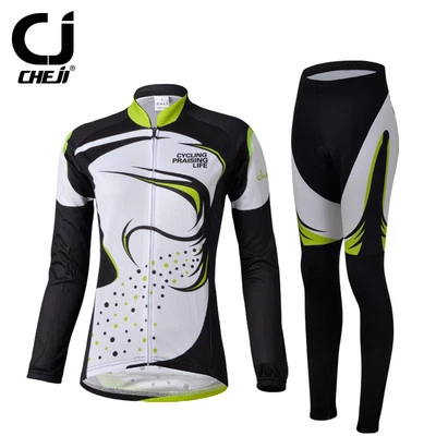 Женская велосипедная одежда CHEJI с длинным рукавом джерси и мягкими велосипедными колготками комплект - Изображение 1 из 4
