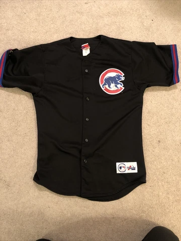 Vintage Majestic Chicago Cubs Moises Alou Jersey Black M Made In USA Cover
