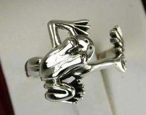 FABULOSO ANILLO RANA GRANDE PLATA ESTERLINA talla 8 estilo RANAS # r0611 - Imagen 1 de 1