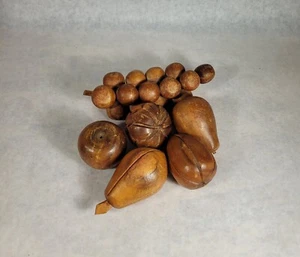 Vintage 6 Stück Holz Obst Mid Century Modern Dekor Affe Schote Holz MCM  - Bild 1 von 9