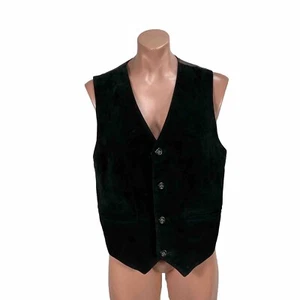 Wilsons Leather Vest Men's Large Black Suede Button Up Adjustable Vintage 90s - Picture 1 of 9