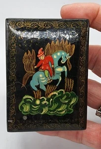 Antique Russian Lacquer Box Horse And Rider - Picture 1 of 9