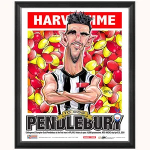 Scott Pendlebury Collingwood Legend 10,000 Possessions Harv Time Print Framed - Foto 1 di 1