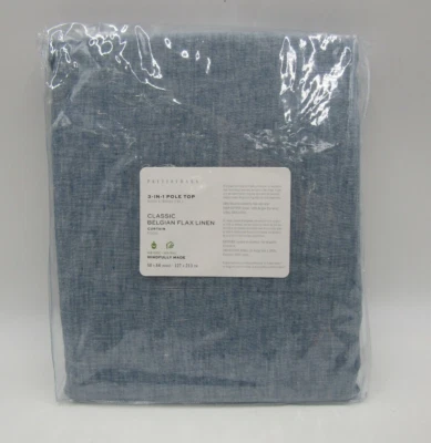 Pottery Barn 比利时亚麻窗帘棉衬里蓝色布 50 英寸 x 84 英寸 #Q3 — 第 1/4 张图片