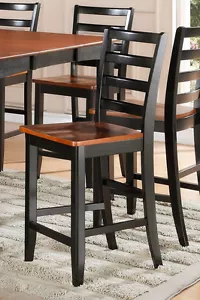 Set of 6 Fairwinds kitchen counter height chairs plain wood seat cherry black - Picture 1 of 11
