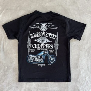 Bourbon Street Choppers New Orleans Louisiana Black Motorcycle T-Shirt Size 4/5 - Picture 1 of 4