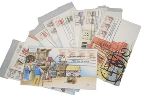 US 1988 TRANSPORTATION COILS COLLECTION OF 9 GEERLINGS HANDPAINTED FDCS - Picture 1 of 10