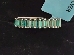 4mm 4.80 CTTW Baguette Green Emerald Nano Eternity Band Ring - Picture 1 of 3