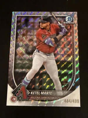 Refractor geométrico Bowman Chrome Ketel Marte 2025 #484/499 Diamondbacks Foto 1 de 2