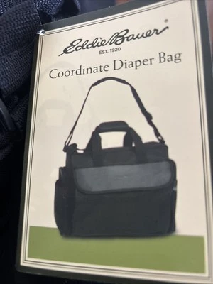 Eddie Bauer Black Coordinate Diaper Bag NWT  Changing Pad, Side Bottle Pockets - Image 1 of 4
