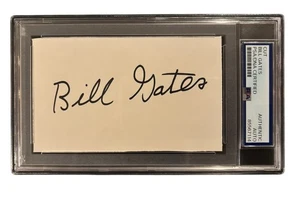 BILL GATES SIGNED SLABBED CUT 3x5 PSA/DNA PSA MICROSOFT FOUNDER autograph - Picture 1 of 1