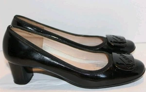 Salvatore Ferragamo Women’s 7.5 B Black Patent Leather Pumps Shoes READ  - Picture 1 of 17