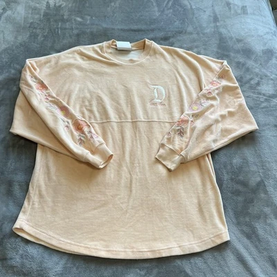Disneyland Resort Shirt Womens Small Peach Spirit Jersey Floral Embroidered - Image 1 of 4