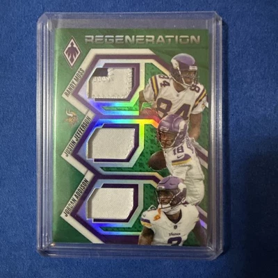 2025 Panini Phoenix Moss Jefferson Addison Regeneration Triple Patch Green /99 - Image 1 of 3