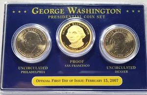 GEORGE WASHINGTON PRESIDENTIAL COIN SET  UNCIRCULATED P & D  / PROOF S - Picture 1 of 7