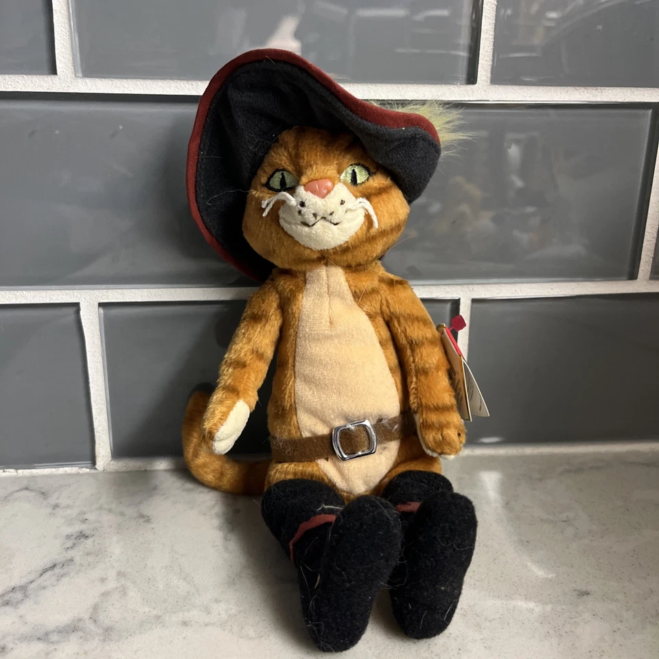 Ty Beanie Babies Gato con Botas Shrek the Third Peluche 8 Pulgadas Gato 2007 con etiquetas Foto 1 de 2