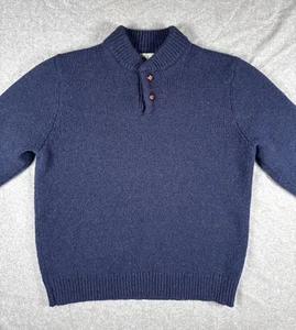 LL Bean Ragg Wool Henley Sweater Men’s XL Navy - Picture 1 of 18