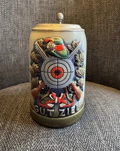 Jarra Stein Cerveza Alemana Original King con Tapa Edición A4889 Gut Ziel Buen Objetivo - Imagen 1 de 11