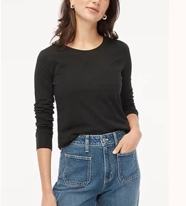 NUEVO CON ETIQUETAS J. Camiseta de novia Crew Factory manga larga cuello redondo, negra, XL - Imagen 1 de 13