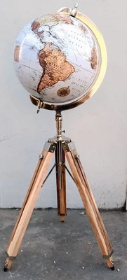 Novo 18" Grande Globo Mundo Mapa Moderno Atlas com Tripé de Madeira Suporte para Decoração de Casa Presente - Imagem 1 de 4