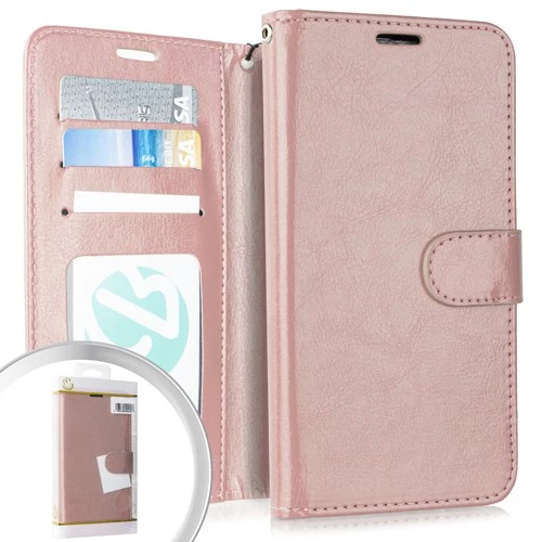 GSA Leather Flip Wallet Case for Samsung Galaxy A20/A50 - Rose Gold - Image 1 of 1