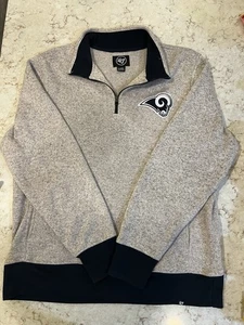 NFL LA Rams Mens 1/4 Zip Pullover Knit Fleece Lined Beige XL - Picture 1 of 10