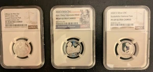 SILVER! Lot of 3 : 2019/20/24 Silver Washington Quarters Lowell/Rockefeller/Mink - Picture 1 of 11