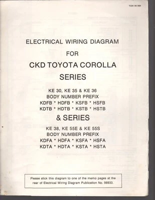 Toyota Corolla KE Series Large Fold-Out Wiring Diagram - image 1 of 2