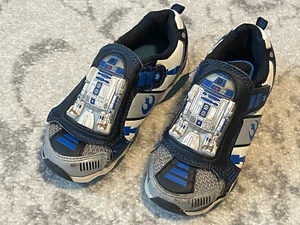 Lucas ltd Boy’s Size 12 Star Wars Sneakers R2D2 Blue and Black Hook and Loop - Picture 1 of 10
