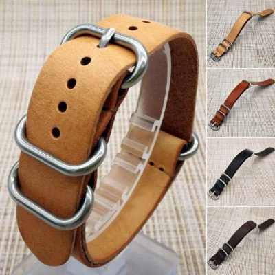 Pulseira de relógio vintage masculina couro genuíno exército militar fivela 18mm/20mm/22mm - Imagem 1 de 4