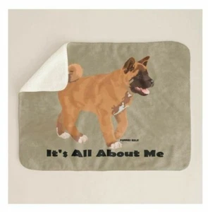Akita Dog Breed About Me Puppies Rule Brown Sherpa Fleece Throw Blanket  - Picture 1 of 5