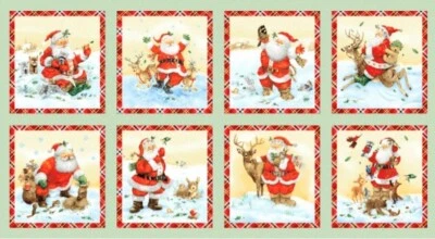 Henry Glass - Panel de tela acolchado bloques Navidad Papá Noel Friends Foto 1 de 2