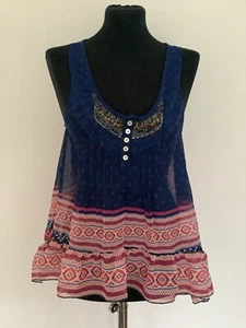 Blue And Red Floral Sun Top Size S BNWT - Picture 1 of 6
