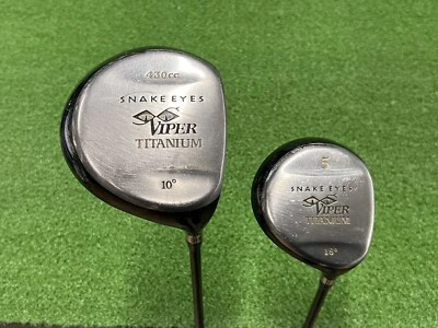 DRIVER Forjado Ojos de Serpiente Golf VIPER TITANIO Y JUEGO DE 5 MADERAS Derecho Grafito Senior Foto 1 de 4