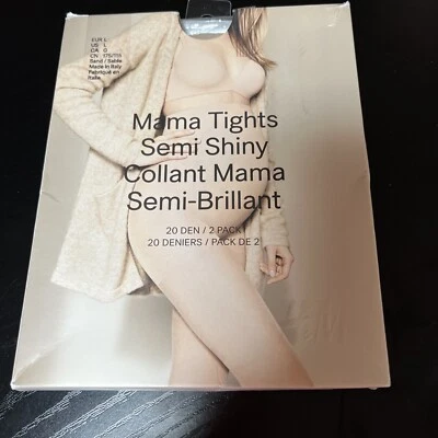 H&M Mamá Medias Maternidad Grandes Beige Semi Brillante 2 Pares Puntera Reforzada NUEVAS Foto 1 de 4