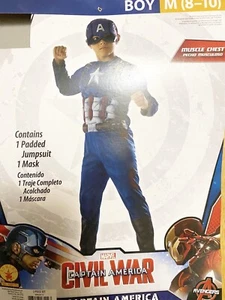 Disfraz Capitán América Marvel Vengadores Guerra Civil Músculo Halloween Niños Talla 8-10M - Imagen 1 de 6