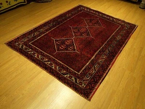 6 x 8,3 handgeknüpfter antiker 40er Jahre Bakhtiari pflanzlich gefärbter feiner Wollteppich _Top - Bild 1 von 8