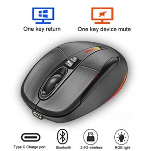 Multi-Function 2.4G Wireless Mouse One-Click To Desktop Type-C Rechargeable Mute - Picture 1 of 24