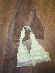 lot 2 Victoria's Secret bra PINK ~ lace bralette brown & aqua colors - Picture 1 of 4