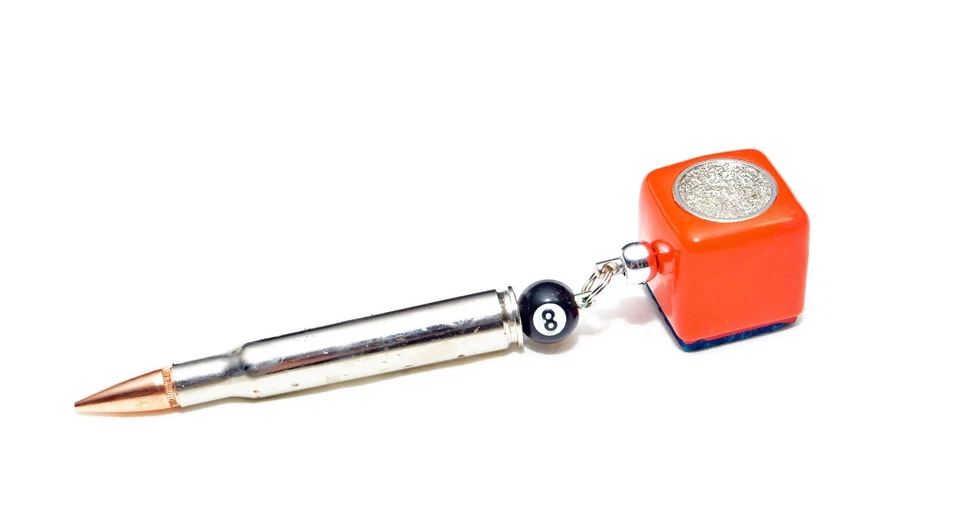 CHALK BOX, INC. Silver Bullet Pocket Chalker w/ Scuffer Pool Billiard Cue Accessory ORANGE