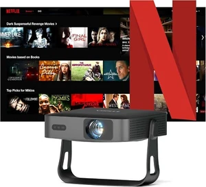 Mini Projector 4K 360°Adjustable Stand Auto Focus/Keystone with Netflix Official - Picture 1 of 7